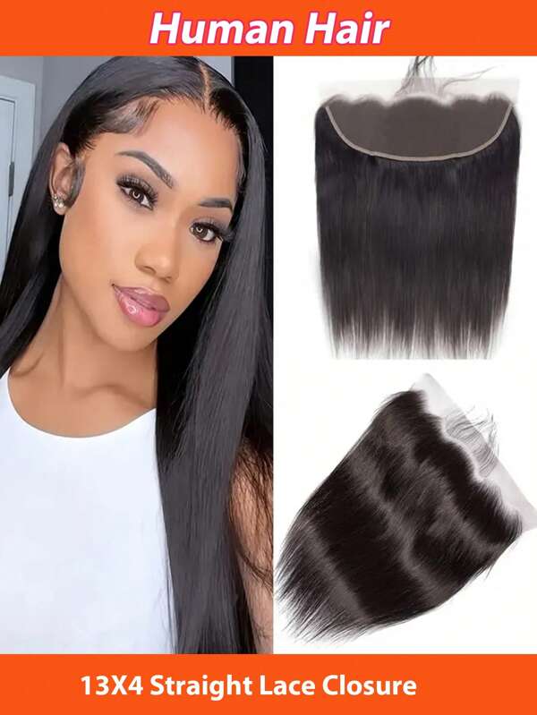 13x4 Lace Frontal Straight Human Hair 1 PC Per Pack Pre Plucked Transparent Lace Frontal Human Hair Unprocessed Brazilian Virgin Human Hair Lace Frontal Natural Color