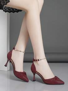 Hollow Out High Heel Shoes, Strap , Stiletto Heel, Pointed Toe, Rhinestone Decor