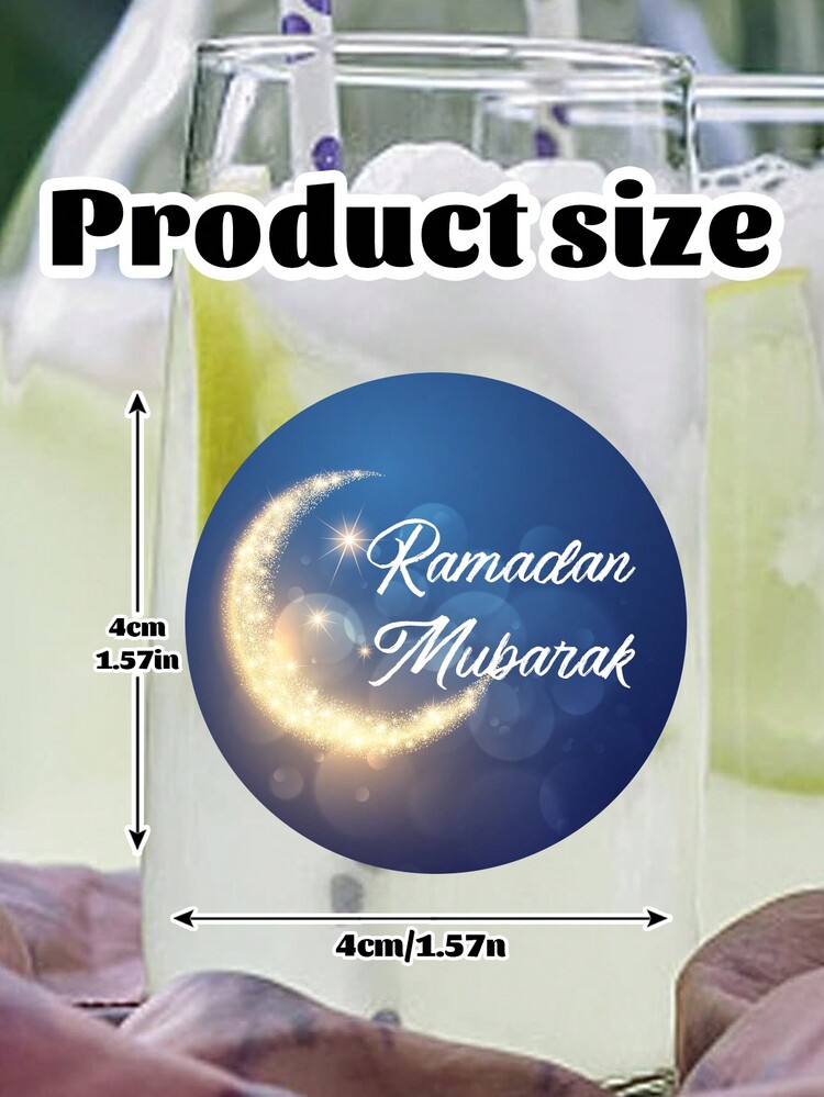 15/35/70pcs Custom Ramadan Rotundity Stickers, Personalized Custom Text Eid Gift Labels, 4 Selectable Patterns Of Pvc Material, Star And Moon Themes, Perfect For Islamic Celebrations, Ideal For Decorating Gift Bags, Food Boxes, Greeting Cards - Multicolor - View 8