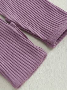 Baby Girl Winter Clothes Newborn Little Sister Going Coming Home Outfit Ruffle Mitten Romper Cute Ribbed Jumpsuit - Màu tím - Xem 7