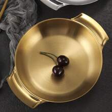 1 件不锈钢海鲜锅双柄不锈钢平底锅厨房火锅耐磨煎锅炊具厨房家用烹饪锅不锈钢炊具西班牙海鲜饭锅 - 彩色 - 查看 9