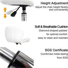 Modern Labm Wool Swivel Office Chair, Height Adjustable Padded Armless Desk Chair With Wheels For Home Office - White - View 5