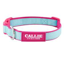 Rokhevn 1 pieza Collar personalizado para perro con nombre e información de contacto impresa en UV - Collar de seguridad de nailon reflectante visible de noche, hebilla ajustable, soporte para etiqueta de identificación de mascota