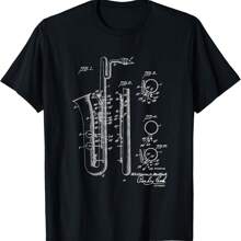 Saxophone Bari Sax Patent Style Cool Saxophonist T-Shirt