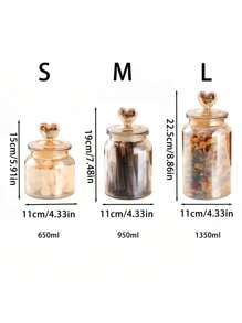 1 lọ thủy tinh có nút chặn bi và nắp kín, hộp đựng trong suốt đựng kẹo, thực phẩm, gia vị, muối, đường, cà phê, trà, 500ml/800ml/1200ml - Mẫu tình yêu lấp lánh - Xem 7
