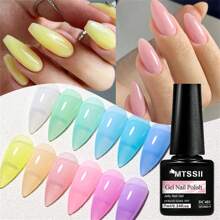 Mtssii Macaron Jelly Gel Nail Polish Blue Crystal Translucent Candy Color Semi Permanent Varnish Nail Art Soak Off UV LED Gel Polish For Summer Manicure Home Salon