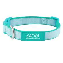 Rokhevn 1 pieza Collar personalizado para perro con nombre e información de contacto impresa en UV - Collar de seguridad de nailon reflectante visible de noche, hebilla ajustable, soporte para etiqueta de identificación de mascota