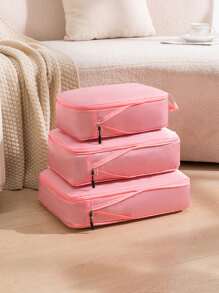 3件套旅行压缩衣物收纳袋，便携式多功能行李袋，可收纳鞋子和衣服，轻松旅行，轻松收纳，精美花卉图案，轻巧便携，坚固耐用。适合居家和旅行使用。