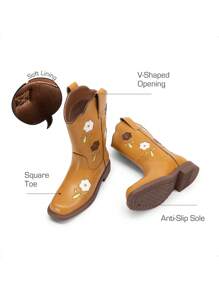 Girls Cowgirl Boots Kids Mid Calf Western Boots Riding Shoes For Toddler/Little Kid/Big Kid - Camel - View 7
