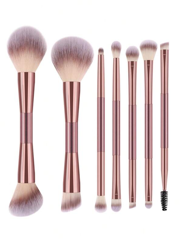 Set de 7/5/3 piezas de brochas de maquillaje de cerdas suaves, incluye brocha para polvos, brocha para colorete, brocha para contorno, brocha para base, brocha para nariz, brocha para sombra de ojos, brocha para cejas, brocha para labios, brocha de precisión