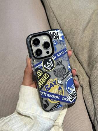 1 st. tvåfärgat transparent svart kantad linsbåge högtemperaturmålad kreativ basketslogan stötsäkert heltäckande TPU+PC-kvalitetstelefonskal kompatibelt med 13 14 15 Pro Max 16 16 Pro 16 Pro Max 16 Plus 16E 17 17 Pro 17 Air 17 Pro Max, 11 12 Pro Max, X XR XS Max 7 8 Plus, 13 Mini 12 Mini, 11 Pro Max, 14 Pro 14 Plus, 15 Plus