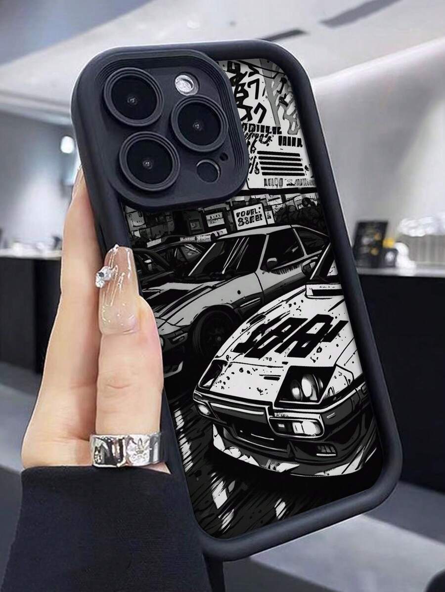 精密穿孔直边黑白汽车喷漆防摔手机壳兼容 iPhone P14 Pro Max、P13、P11、P12、XR、7/8；Galaxy S24、A03s、A03 Core、A04、A12、A13、A14、A21s、A22、A23、A24、A32、A33、A34、A51、A52、A53、A54、A71、A72、A73、S20 FE、S21、S22；Redmi 9、9A、10A、10C、Note 9、Note 10、Note 11、Note 12、12、12C