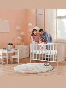 1 件圆形彩虹毛绒地毯，柔软圆形儿童游戏垫，毛绒圆形地毯，适用于卧室、客厅、儿童房、家居装饰 - 彩色 - 查看 2