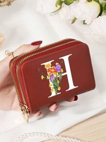Burgundy Bag Charry Red Bag Wine Red Bag Large Capacity Multi Double Zipper Card Holder Wallet Business Card Holder Credit Card Holder Women For Women Wallet Mini Wallet Purse Wallet Card Wallet - Burgundy - View 92