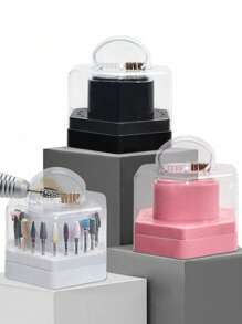 24孔多功能二合一美甲钻头展示收纳盒，带清洁刷 - 彩色 - 查看 2