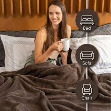 English Home Throw Blanket, Super Soft, Cozy, Lightweight Blanket For Sofa, Couch, Bed, Camping, Travel, 120x170 Cm - Brown - View 5