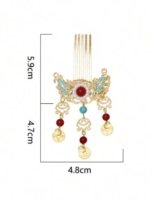 1pc Hairpin Insert Comb Tassel Hairpin Step Shake Hairpin Chinese Style Headwear Accessories,Ladies' Daily Party Accessories, Fashionable Jewelry, Best Friend Gifts. Combs For Hair Side Comb, School Stuff, Wedding, Hair Accessories - Gold - View 13