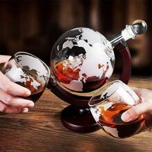 1pc/3pcs Globe Decanter, Whiskey Decanter Globe, Decanters For Alcohol, Crystal Whisky Decanter, Glass Liquor Decanter, For Bourbon, Whiskey, Scotch, Vodka, Rum, Tequila, Wine, 850ml/29oz, Gift For Father