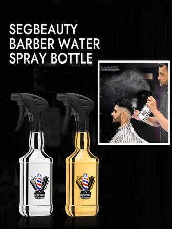 Botella de spray de agua para barbería de 350ML, atomizador continuo recargable con acabado electrolítico para corte y peinado en salón