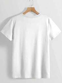 "Five-Pointed Star" Print Pattern Leisure Suitable For Daily Work And Family Wear Short-Sleeved Round Neck Women's T-Shirt