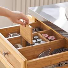 Kitchen Trolley, Kitchen Island, Kitchen Cabinet Made Of Bamboo With Stainless Steel Worktop, Serving Trolley - Brown - View 8