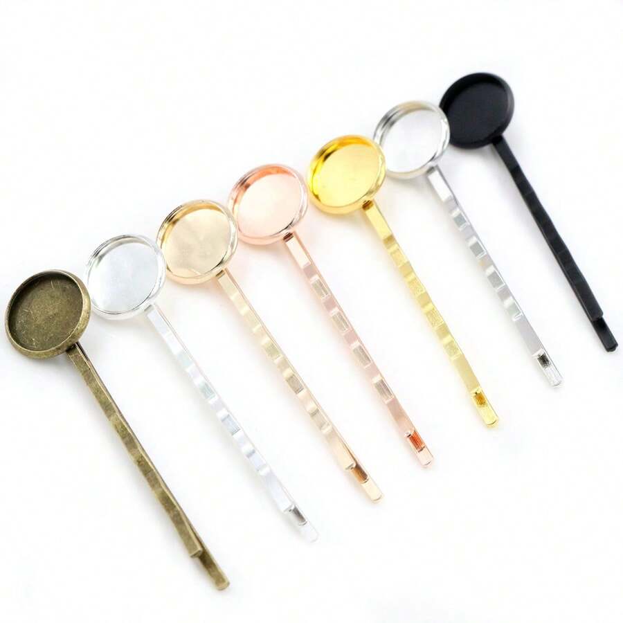10pcs Simple DIY Hairpins Blank Base Setting Fit 12mm Cabochons Hairpin Fashion Jewelry Making Accessories Findings