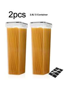 24pcs,Airtight Food Storage Containers Set, Plastic Kitchen Pantry Organizer, With Easy Lock Lids For Pasta Spaghetti Cereal Snack Flour Sugar Rice Organization, Include Labels - Black and White - View 11