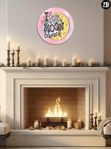 CIF BUY 1pc 8x8inch Aluminum Metal Sign, Can Be Used To Decorate Your Couple Space. Love You To The Moon And Back Wreath Sign, Valentine's Day Wreath Sign, Metal Wreath Sign, Round Wreath Sign - Multicolor - View 7