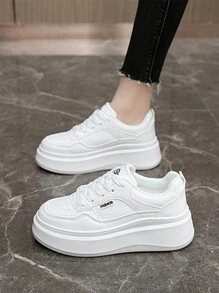 New Spring/Autumn Women's Shoes, Breathable Colorblock Platform Sneakers, Casual Versatile Fashion Shoes - White - View 6