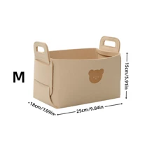Bear Shaped Felt Desktop Storage Basket, Foldable Organizer Bin For Snacks, Toys, Cosmetics