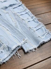 Men's Slim Fit Distressed Light Blue Washed Denim Jeans