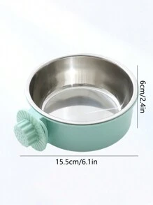 PETSIN 1pc Stainless Steel Hanging Dual-Purpose Pet Bowl With Anti-Spill Fixation For Dog Crate Use