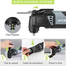 WORKPRO Oscillating Multi Tool 300W 7 Variable Speeds 3° Oscillation Angle Quick Change Blade System 17pc Accessories Kit Make It A Details Sander Cutter Scraper Grinder - BlackandGrey1 - View 4