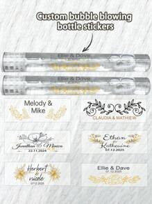 45pcs Wedding Bubble Tube Labels, Personalized Wedding Labels,Wedding Stickers Custom,Bubble Wand Label Clear, Bubbles Wedding Label,Bubble Party Custom Transparent Stickers