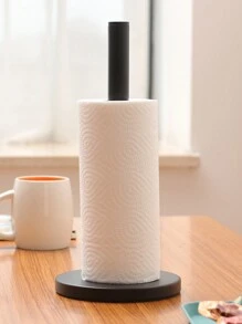 Matte Black /Gold Paper Towel Holder Countertop, Kitchen Paper Roll Holder Stand With Weighted Base Heavy For Standard Or Gaint Rolls Stainless Steel Matte Black Gold Paper Towel Holder Free-Standing Kitchen Roll Holder - Black - View 9