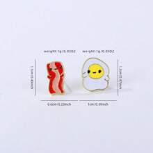 Egg And Bacon Earrings Enamel Daily Jewelry Ear Stud Gift For Friends Fashion Refinement - Multicolor - View 2