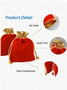 10 piezas de Bolsas de terciopelo con cordón, adecuadas para joyería, regalos de boda, recuerdos preciados, fiesta de cumpleaños, inauguración de la casa, promoción, Día de San Valentín, Año Nuevo 2025, Bolsas de terciopelo con cordón, Bolsas de terciopelo para joyería, Adecuadas para bolsas de regalo rojas de boda, recuerdos de fiesta, suministros festivos