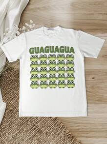 Guaguagua Frog Graphic Tee 220g Cotton Casual Short Sleeve T-Shirt Comfortable Breathable Printed Jersey For Men And Youth