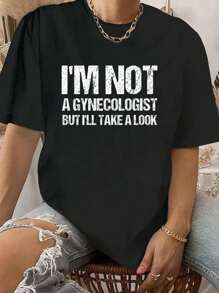 Funny I'm Not Gynecologist But I'll Take Look Vintage T-Shirt - Black - View 1