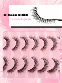 7对Asiteo蓬松假睫毛,自然轻盈,透明睫毛梗,透气仿貂毛,浓密柔软卷翘,适合初学者 - 自然纖長款 - 查看 7