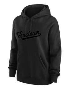 Customizable Name And Number Men's Casual Sportswear Sacramento Black Hooded Sweatshirt Embroidered Outdoor Sports Hoodie Sports Top Customization S-XXL
