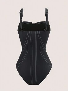 Fashion Women One-Piece Swimwear With Cover-Up Pants, For Summer Beach Vacation