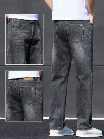 Men's 2025 Spring/Summer New Loose Straight Jeans, Fashionable Casual Denim Pants