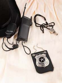 3件装 COSPLAY 仿真警察套装 对讲机眼镜 金属徽章 游戏装扮化妆派对装扮