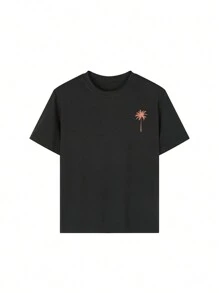 4 Pieces Set Tween Boy Casual Printed Crew Neck Short Sleeve T-Shirts, Summer Student Clothing - Wear Our Comfortable And Fashionable Children's T-Shirts To Explore The World! - Apricot - View 8