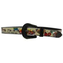 Retro 70 80 Printed Belt, Punk Pin Buckle Waistband For Jeans, Y2K Belt