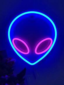1个带挂钩的LED外星人/火箭/行星霓虹灯，可壁挂，USB和电池供电，土星霓虹灯，适用于儿童房、卧室、墙面、派对、宿舍、游戏室、婚礼装饰，也是送给朋友或孩子的绝佳生日礼物 - 白色 - 查看 6