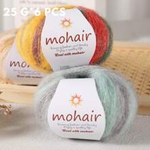 6 Balls Pack 150g (25g*6) Ombre Mohair Blended Yarn, Multicolor Rich, Suitable For Knitting/Crocheting Scarves, Hats, Sweaters, Shawls, Vests, Coats, Skirts And DIY Crafts, Home Goods