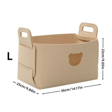 Bear Shaped Felt Desktop Storage Basket, Foldable Organizer Bin For Snacks, Toys, Cosmetics