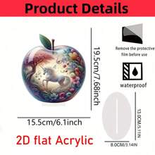 1 pieza Adorno decorativo de sobremesa en forma de manzana 2D - Patrones de flores en manzana, caballo en manzana, para sala de estar, comedor, dormitorio, oficina en casa. Regalo perfecto para fiestas, festivales, graduación, cumpleaños y Navidad para amigos y familia. - Multicolor - Ver 11